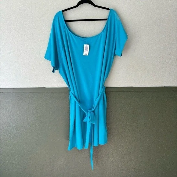 NWT Torrid Callie Off the Shoulder Terry T-Shirt Mini Dress In‎ Blue 4X - Picture 5 of 11